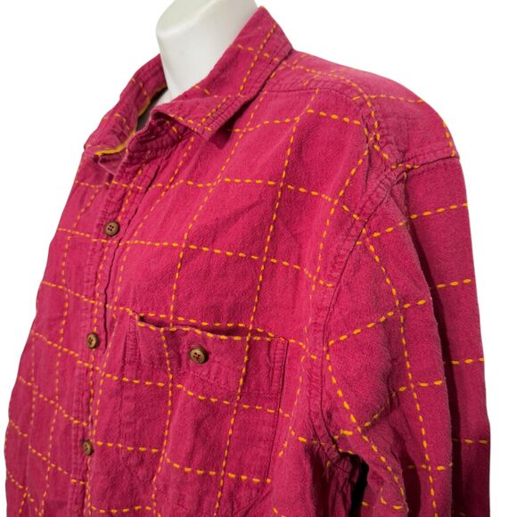 The Territory Ahead Womens Pink Linen Embroidered Plaid Button Up Shirt Top XL - Picture 10 of 16